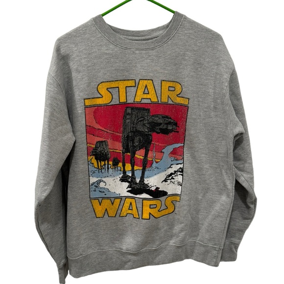 Women’s Gray/Grey Star Wars Graphic Crew Neck Long Sleeve Sweatshirt. Size Large - Picture 2 of 7